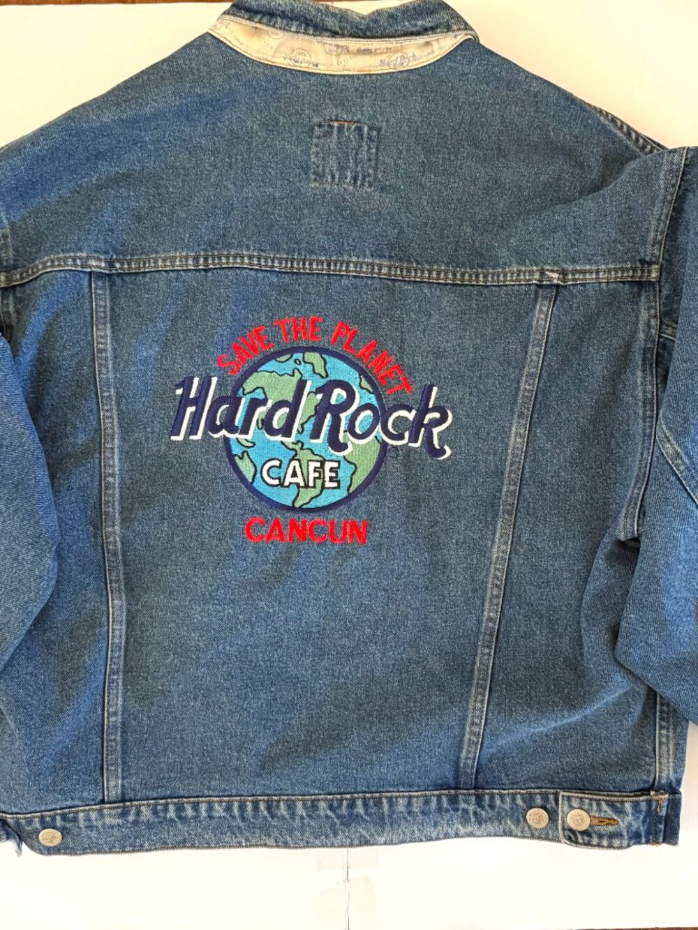 Vintage 1990’s Hard Rock Cafe Denim Trucker Jacket from the Cancun Location